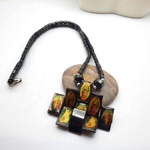 Hematite‎ mother Mary religious magnetic metallic jewelry unique rare religion